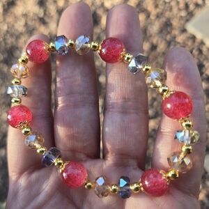 Elegant Red and Gold Beaded Bracelet